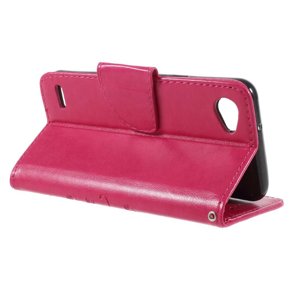 Imprint Butterfly Flowers Magnetic Wallet Leather Stand Shell for LG Q6 M700N (EU Version) / Q6 Plus