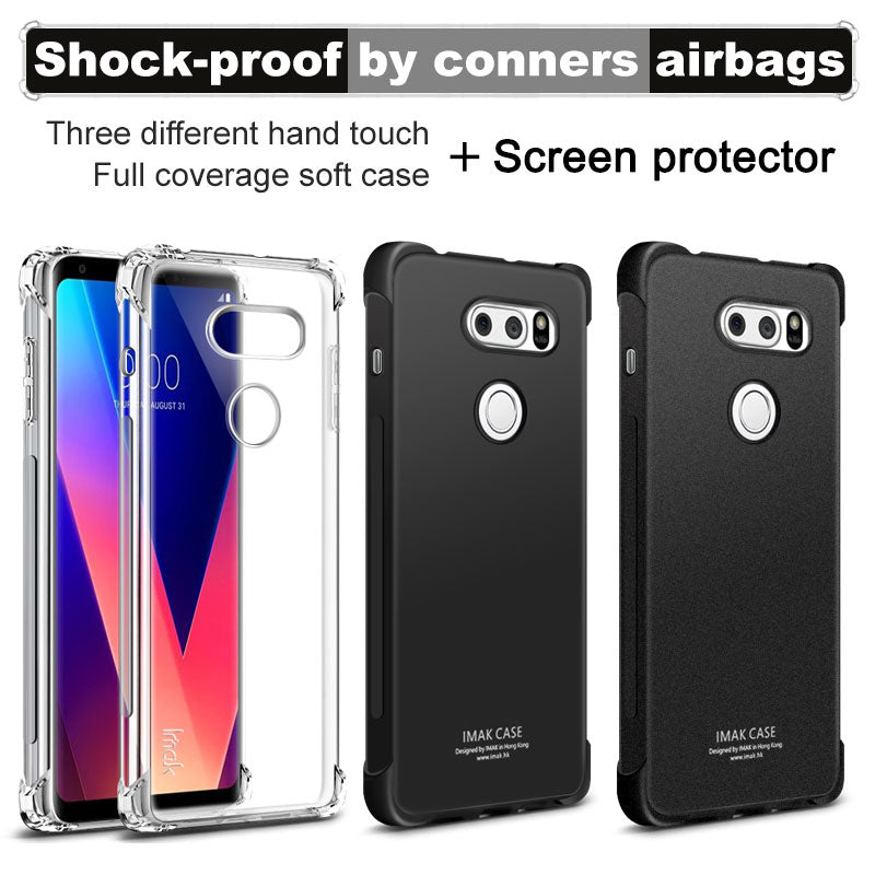 IMAK for LG V30/V30+ Soft Air-cushioning Shockproof TPU Back Cover + Screen Protector