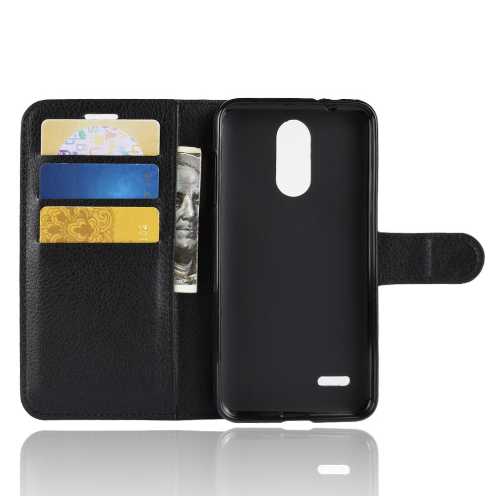 Litchi Skin Wallet Leather Stand Case for LG K8 (2018)