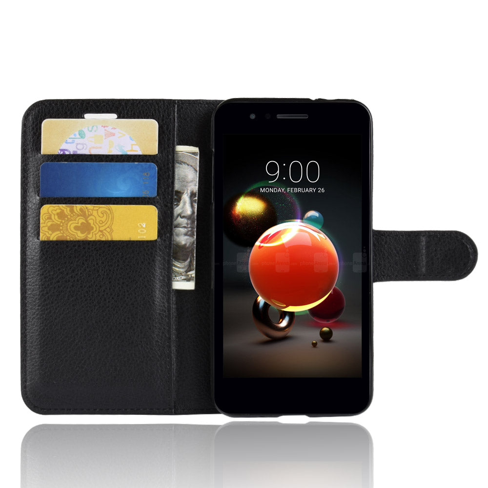 Litchi Skin Wallet Leather Stand Case for LG K8 (2018)