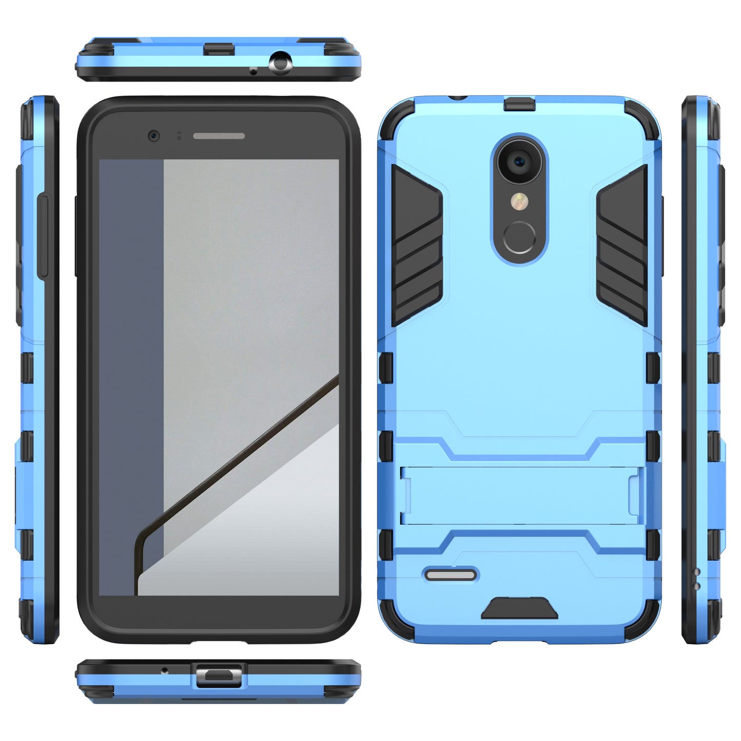 Shockproof PC + TPU Hybrid Kickstand Protection Cover for LG K8 (2018)