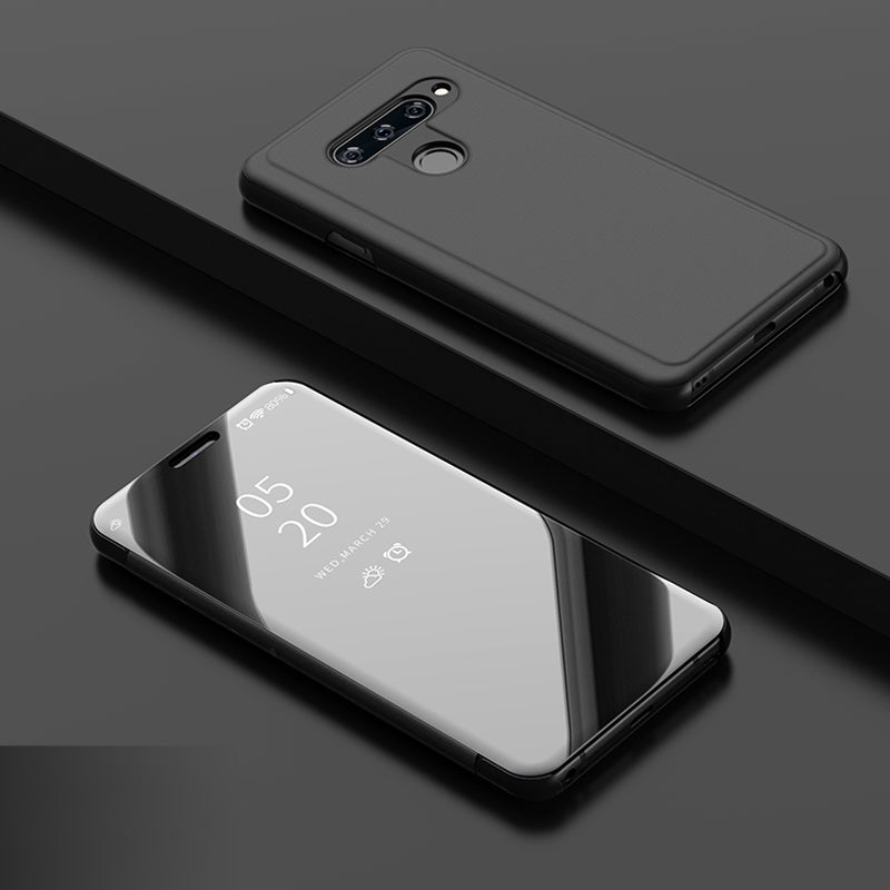 View Window Plated Mirror Surface Leather Stand Case for LG V40 ThinQ