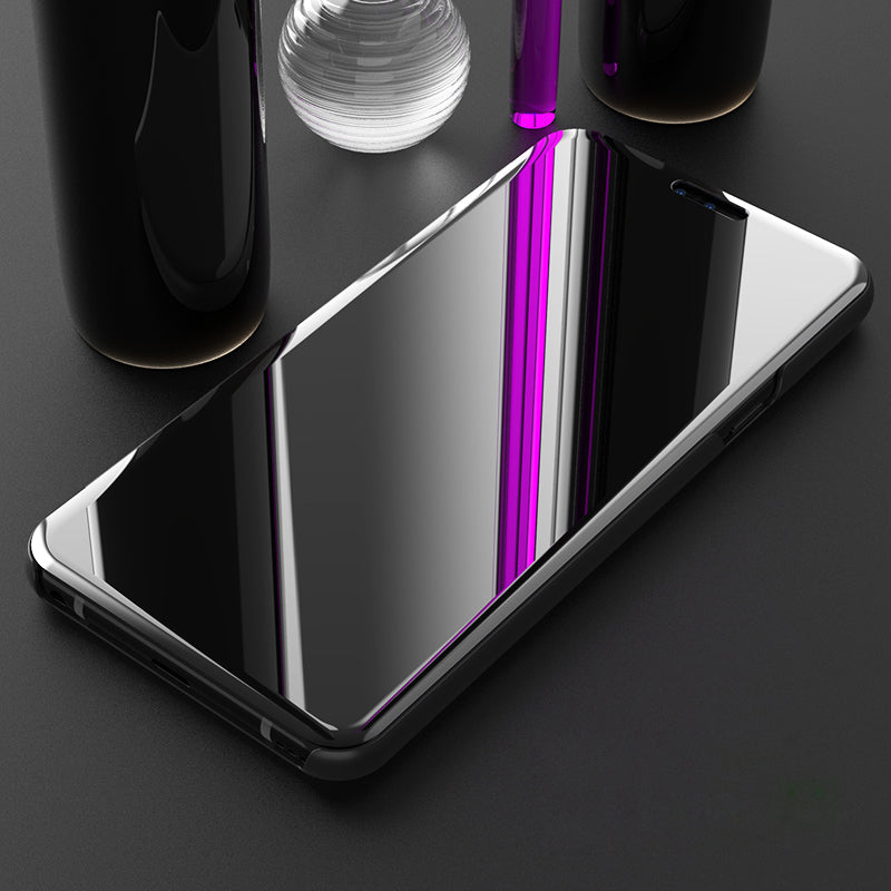 View Window Plated Mirror Surface Leather Stand Case for LG V40 ThinQ