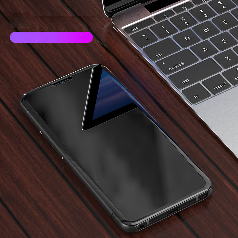 View Window Plated Mirror Surface Leather Stand Case for LG V40 ThinQ