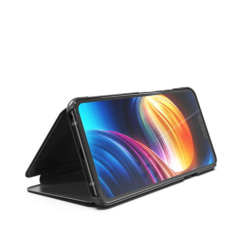 View Window Plated Mirror Surface Leather Stand Case for LG V40 ThinQ