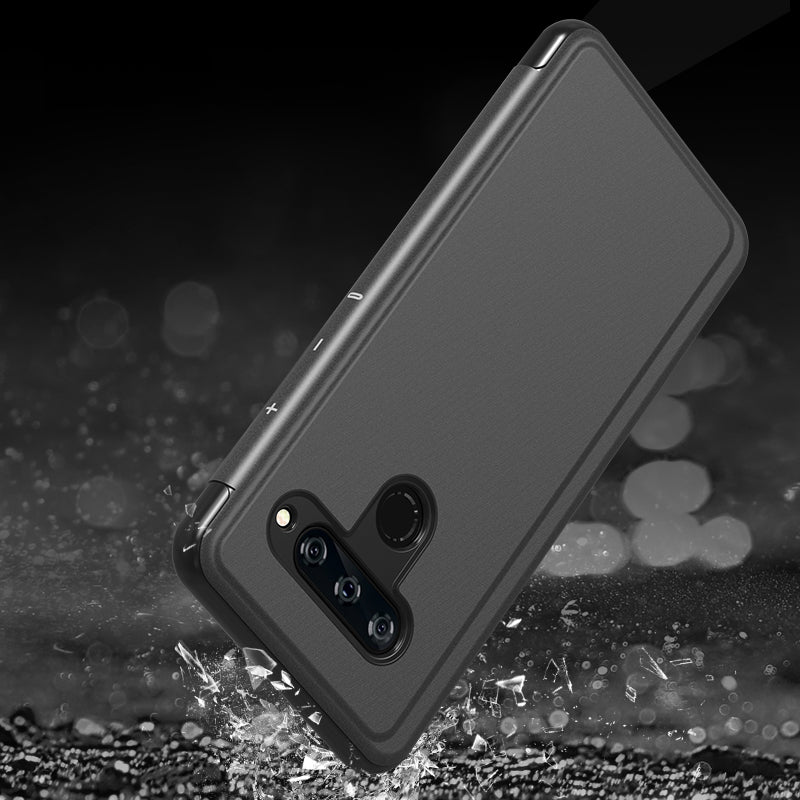 View Window Plated Mirror Surface Leather Stand Case for LG V40 ThinQ
