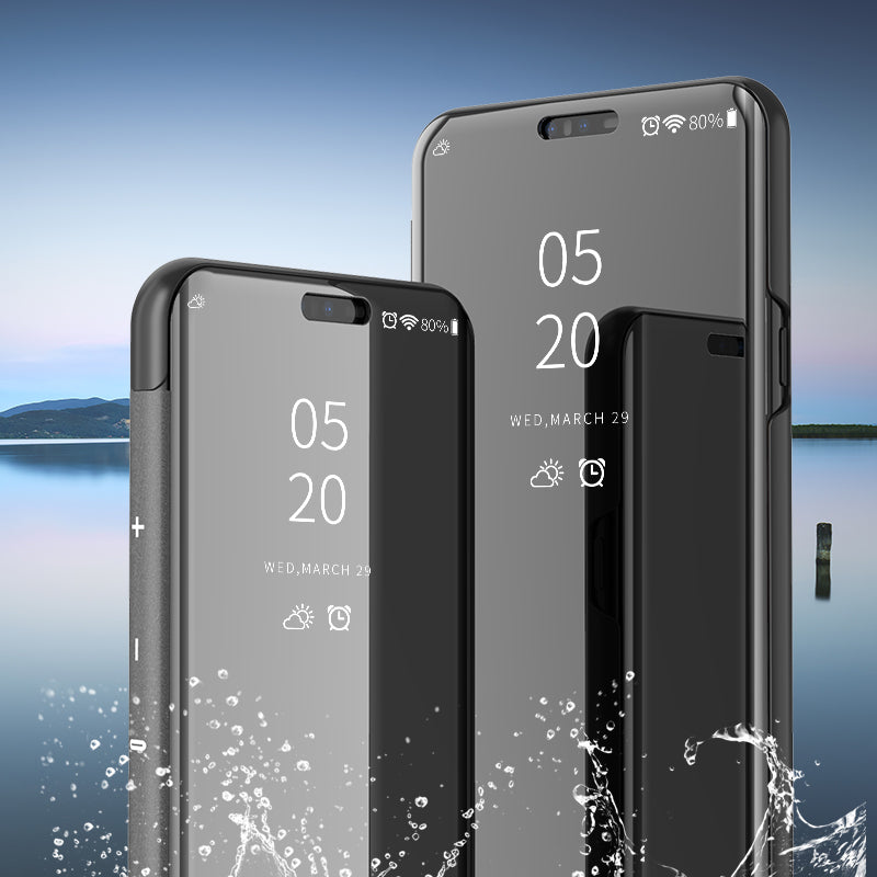 View Window Plated Mirror Surface Leather Stand Case for LG V40 ThinQ