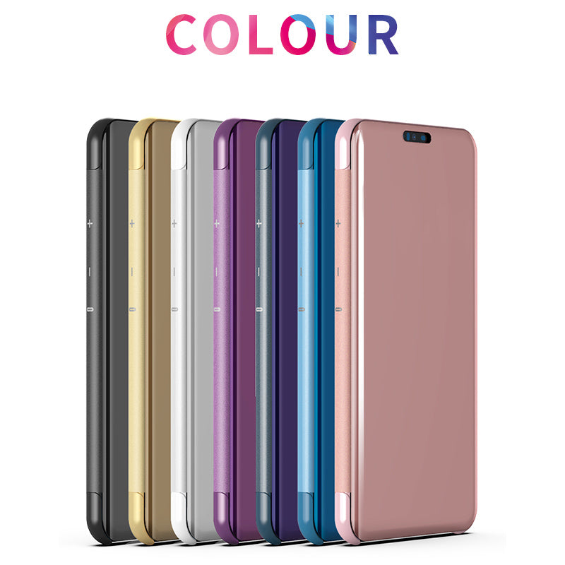 View Window Plated Mirror Surface Leather Stand Case for LG V40 ThinQ