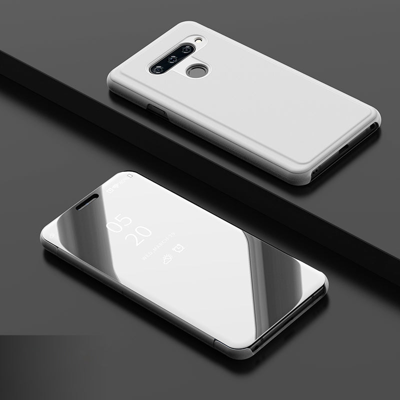 View Window Plated Mirror Surface Leather Stand Case for LG V40 ThinQ