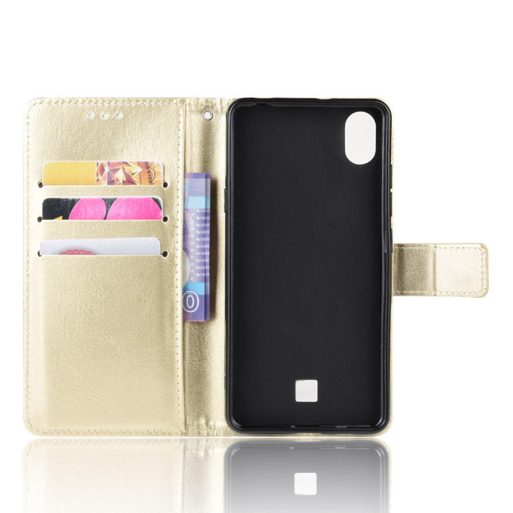 Crazy Horse Skin Leather Wallet Case Shell for LG K20 (2019)