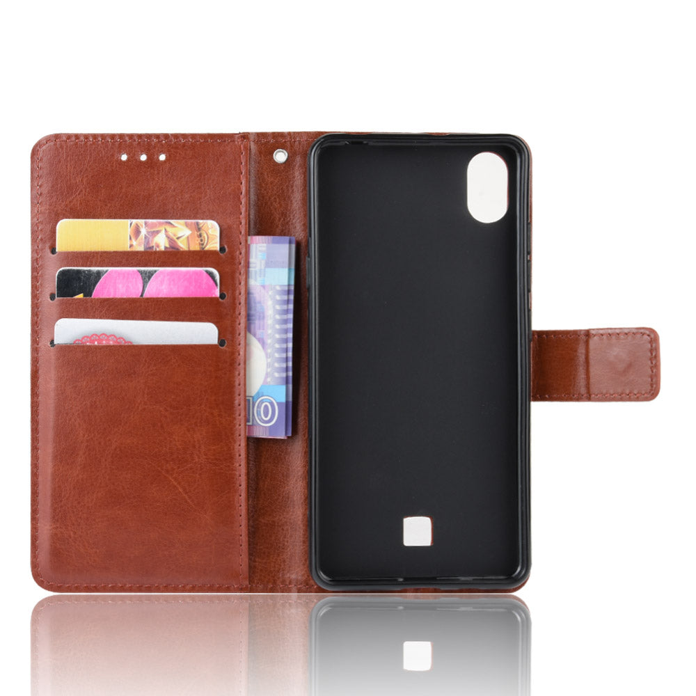Crazy Horse Skin Leather Wallet Case Shell for LG K20 (2019)