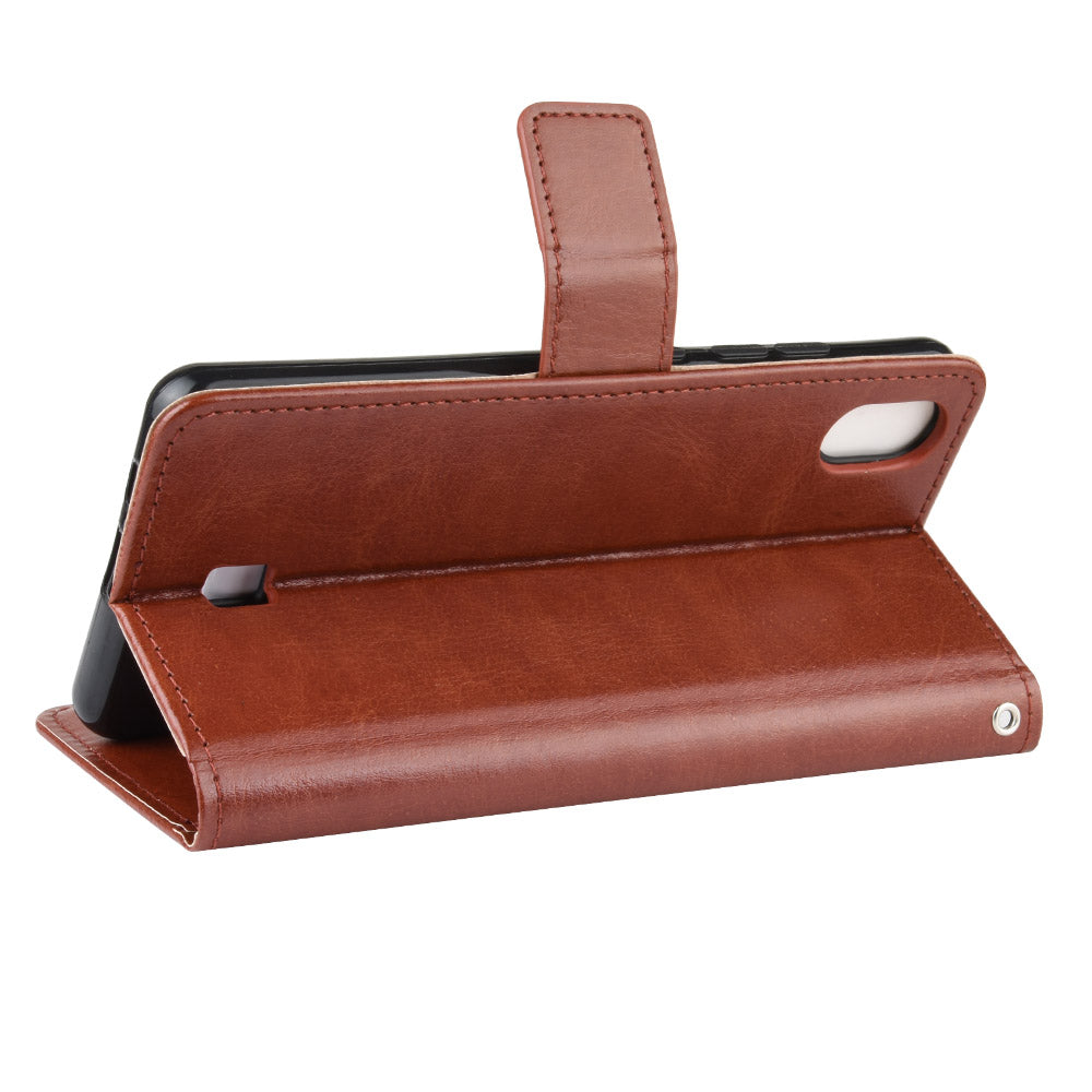 Crazy Horse Skin Leather Wallet Case Shell for LG K20 (2019)
