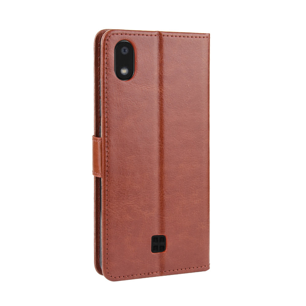 Crazy Horse Skin Leather Wallet Case Shell for LG K20 (2019)