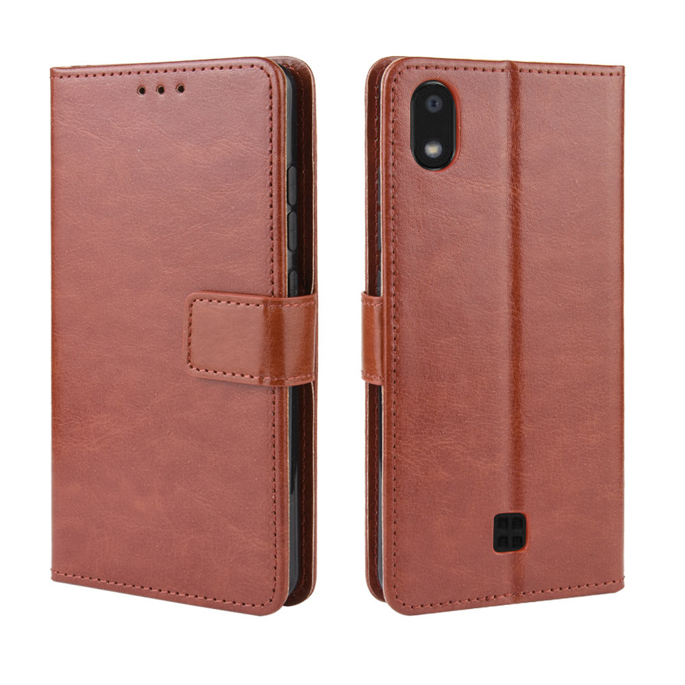 Crazy Horse Skin Leather Wallet Case Shell for LG K20 (2019)