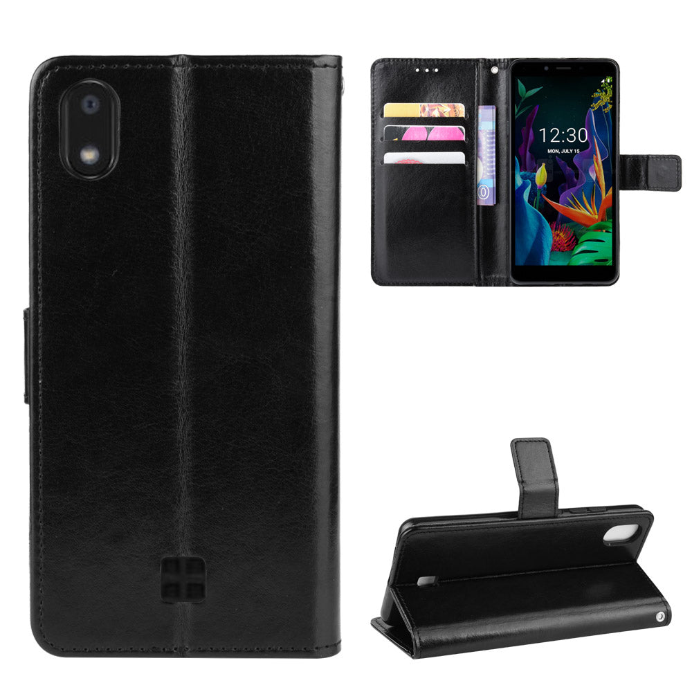 Crazy Horse Skin Leather Wallet Case Shell for LG K20 (2019)