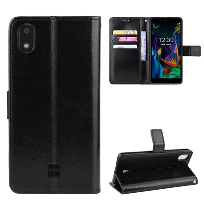 Crazy Horse Skin Leather Wallet Case Shell for LG K20 (2019)
