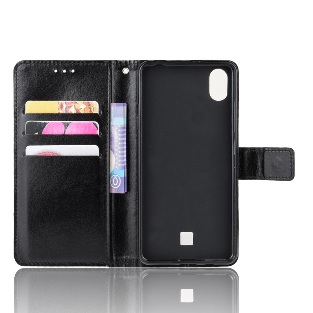 Crazy Horse Skin Leather Wallet Case Shell for LG K20 (2019)