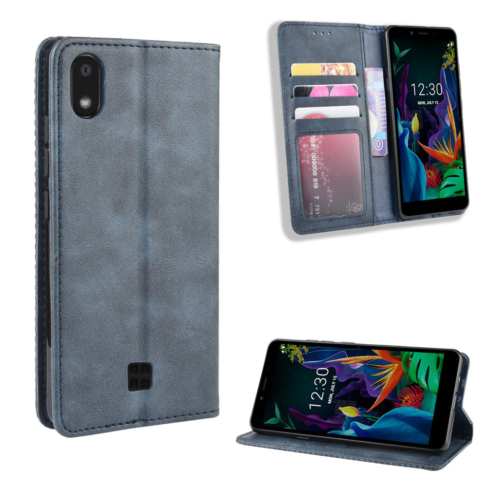 Vintage Style Stand Leather Wallet Stand Case for LG K20 (2019)