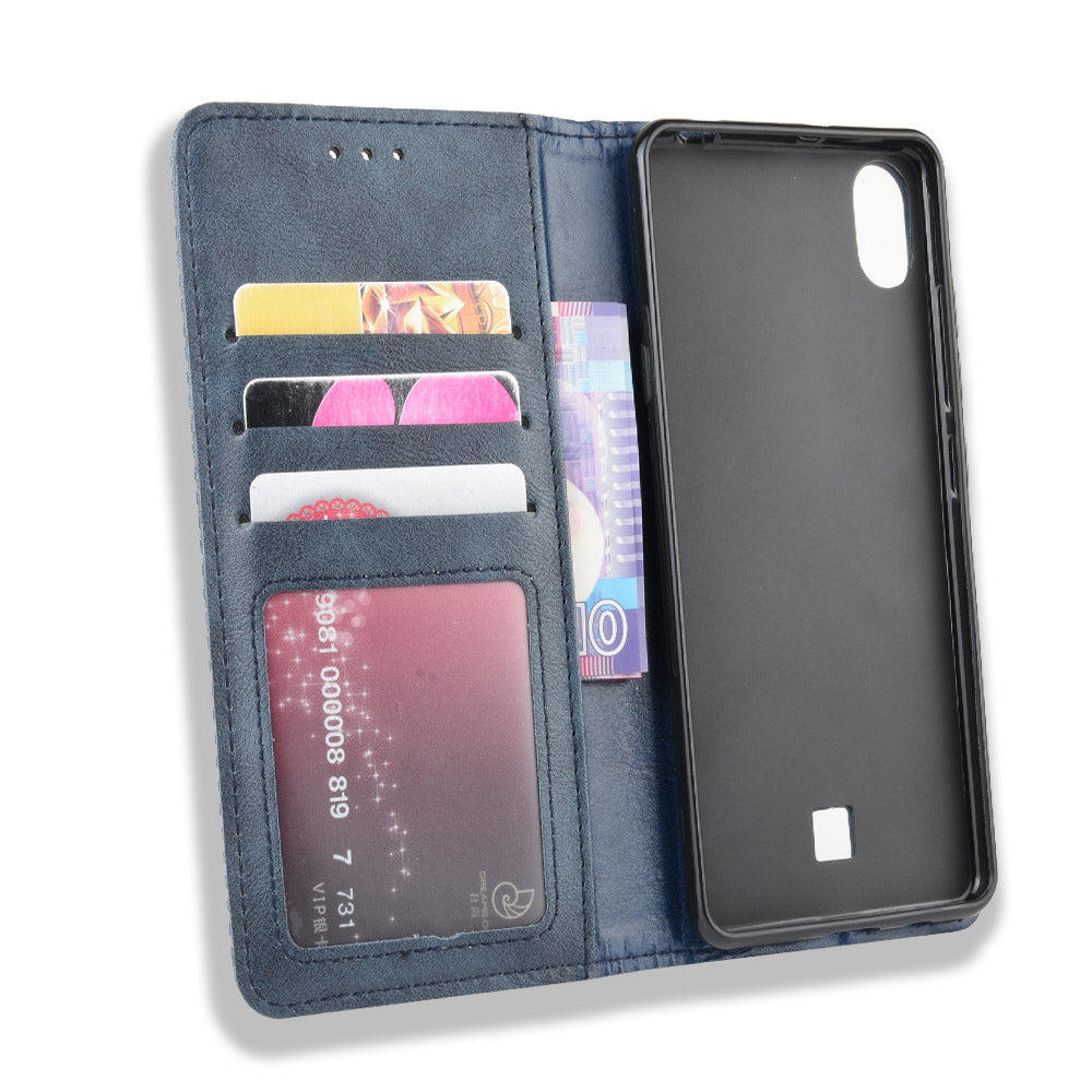 Vintage Style Stand Leather Wallet Stand Case for LG K20 (2019)