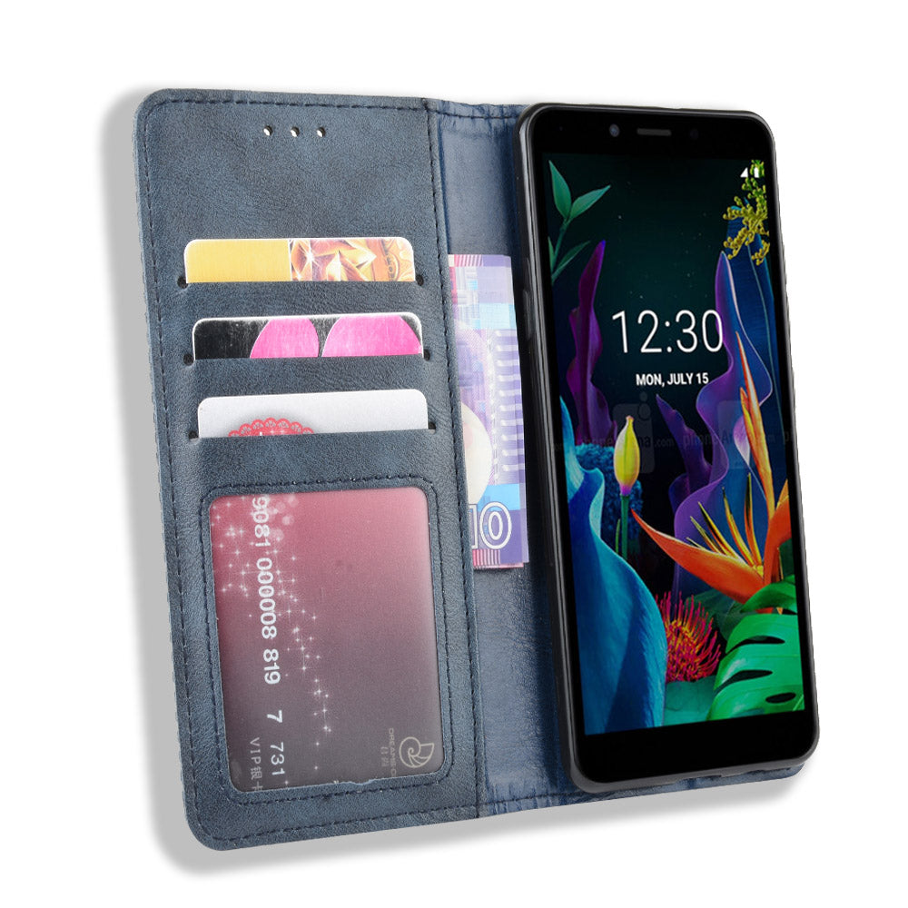Vintage Style Stand Leather Wallet Stand Case for LG K20 (2019)