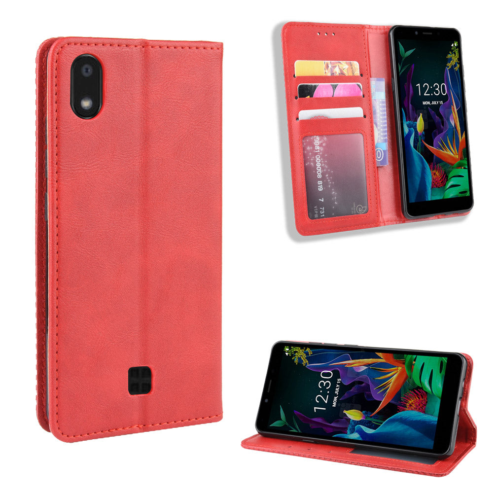 Vintage Style Stand Leather Wallet Stand Case for LG K20 (2019)