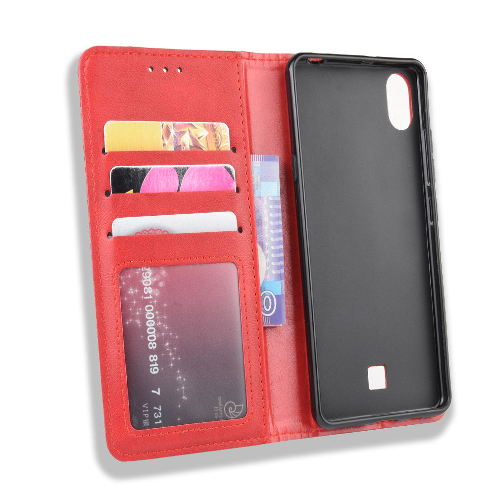 Vintage Style Stand Leather Wallet Stand Case for LG K20 (2019)