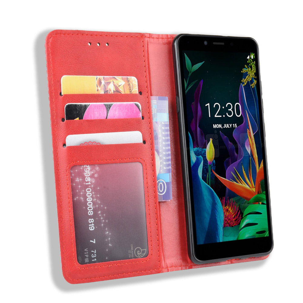 Vintage Style Stand Leather Wallet Stand Case for LG K20 (2019)