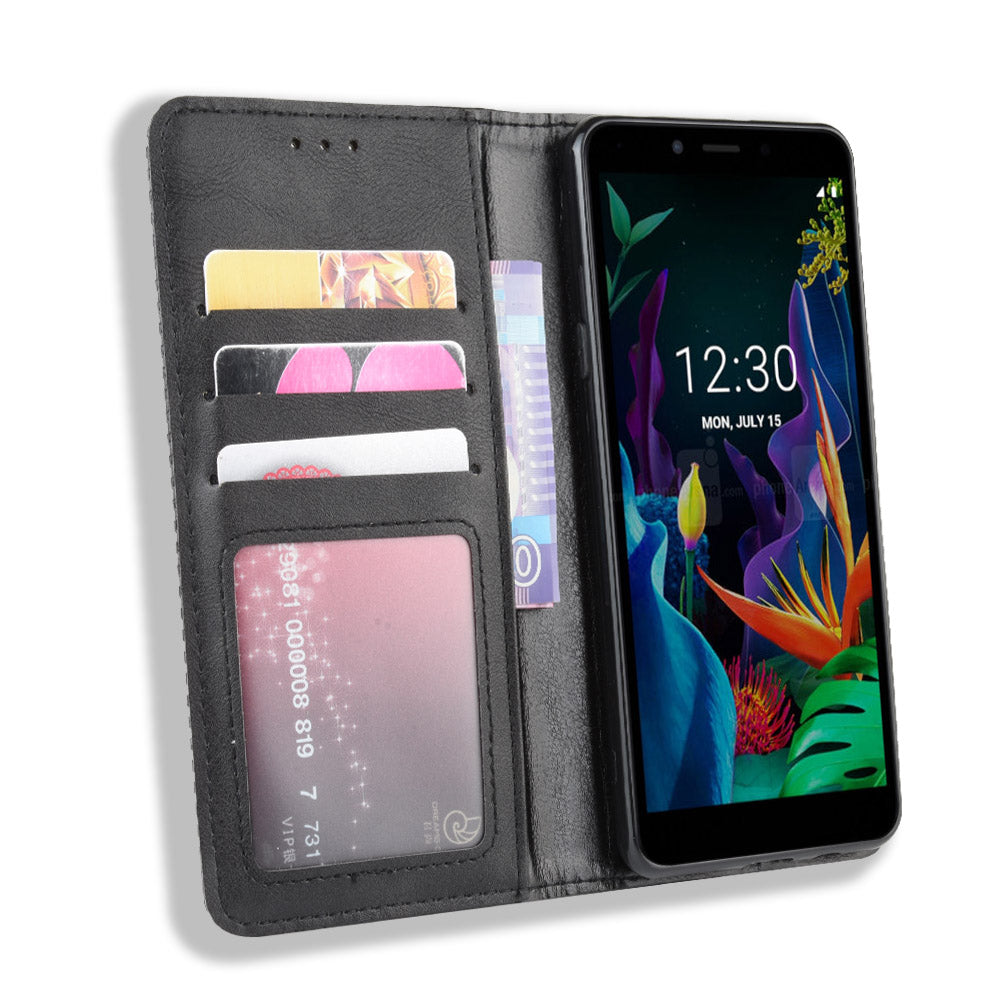 Vintage Style Stand Leather Wallet Stand Case for LG K20 (2019)