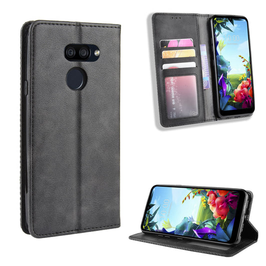 Vintage Style Leather Wallet Stand Case for LG K40S