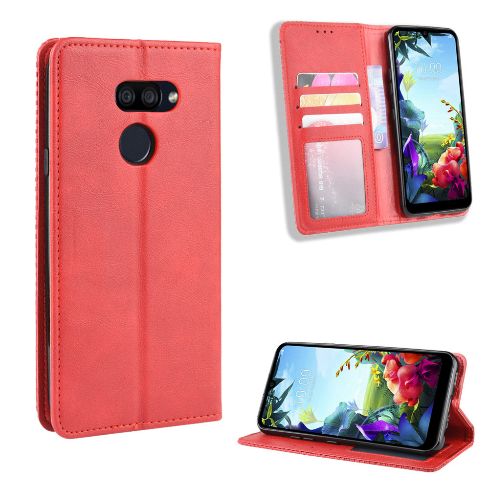 Vintage Style Leather Wallet Stand Case for LG K40S