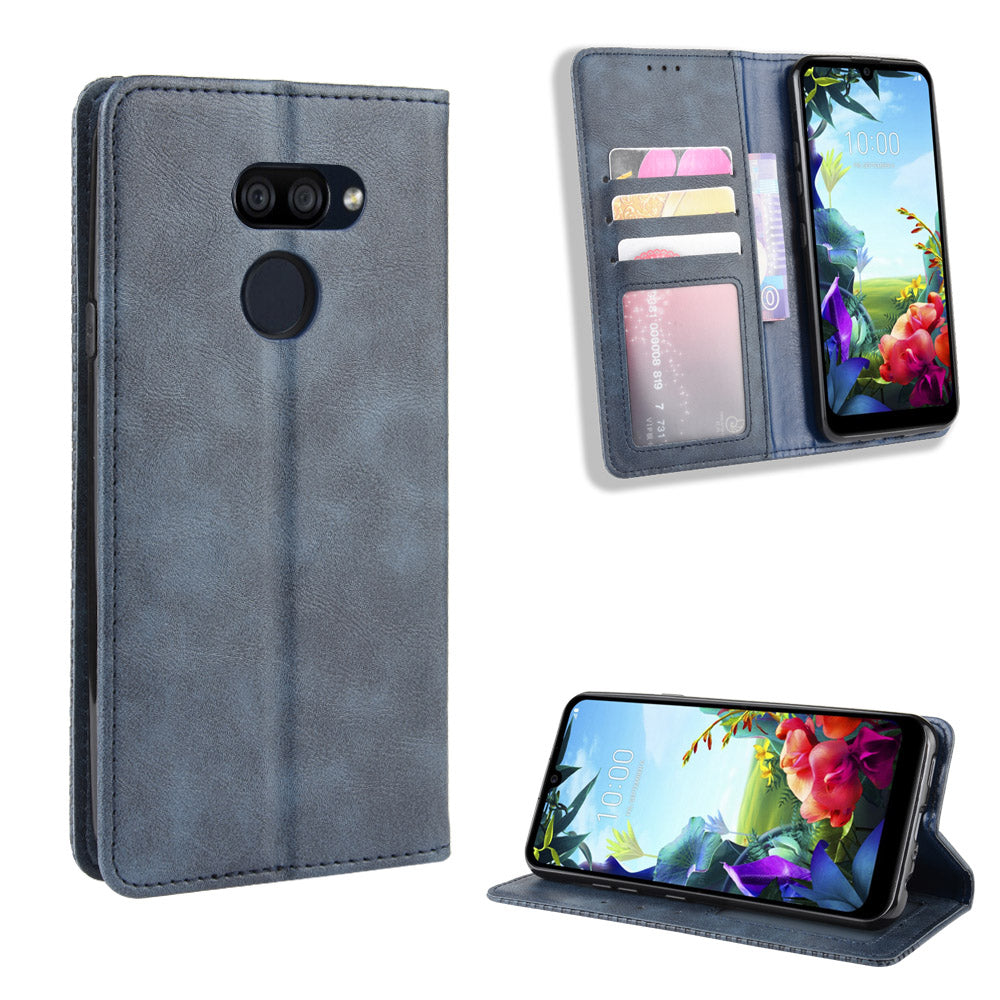 Vintage Style Leather Wallet Stand Case for LG K40S
