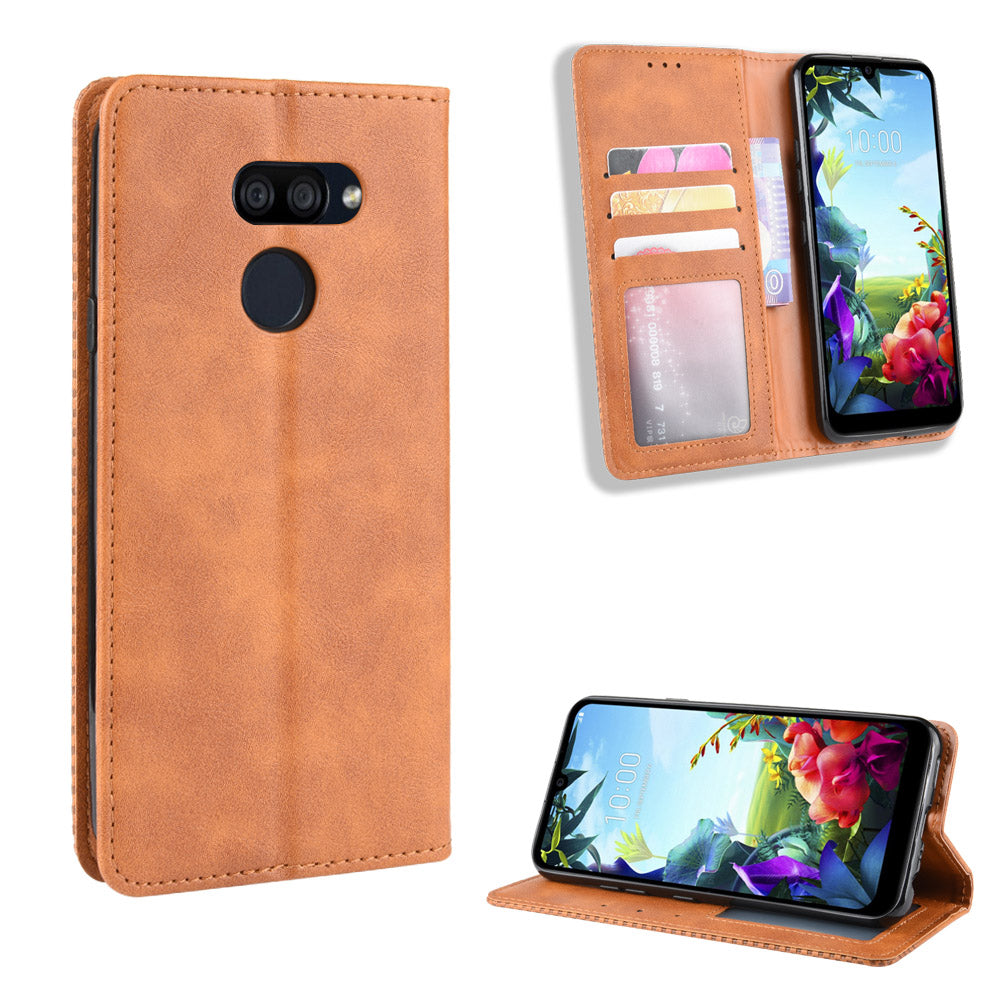 Vintage Style Leather Wallet Stand Case for LG K40S
