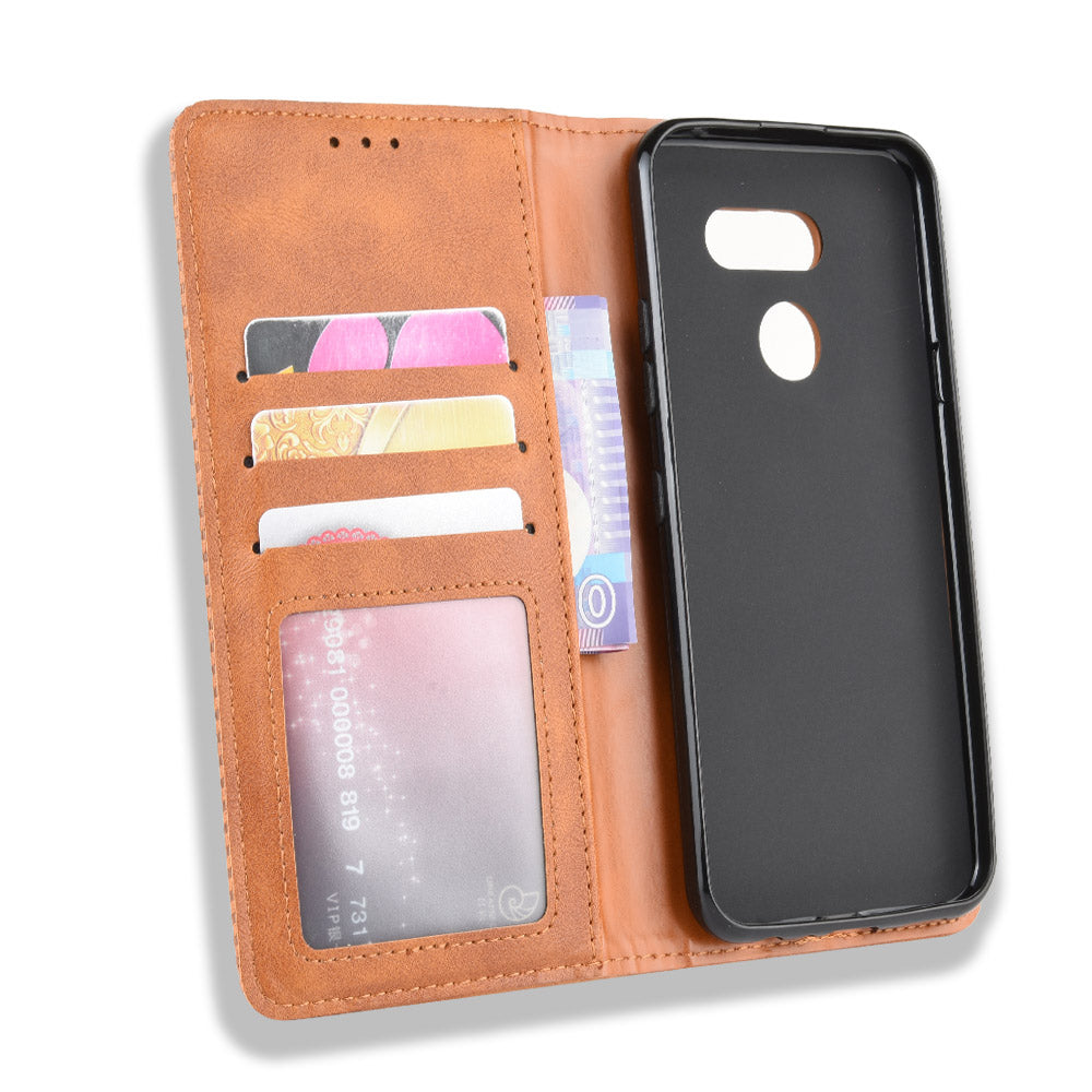 Vintage Style Leather Wallet Stand Case for LG K40S