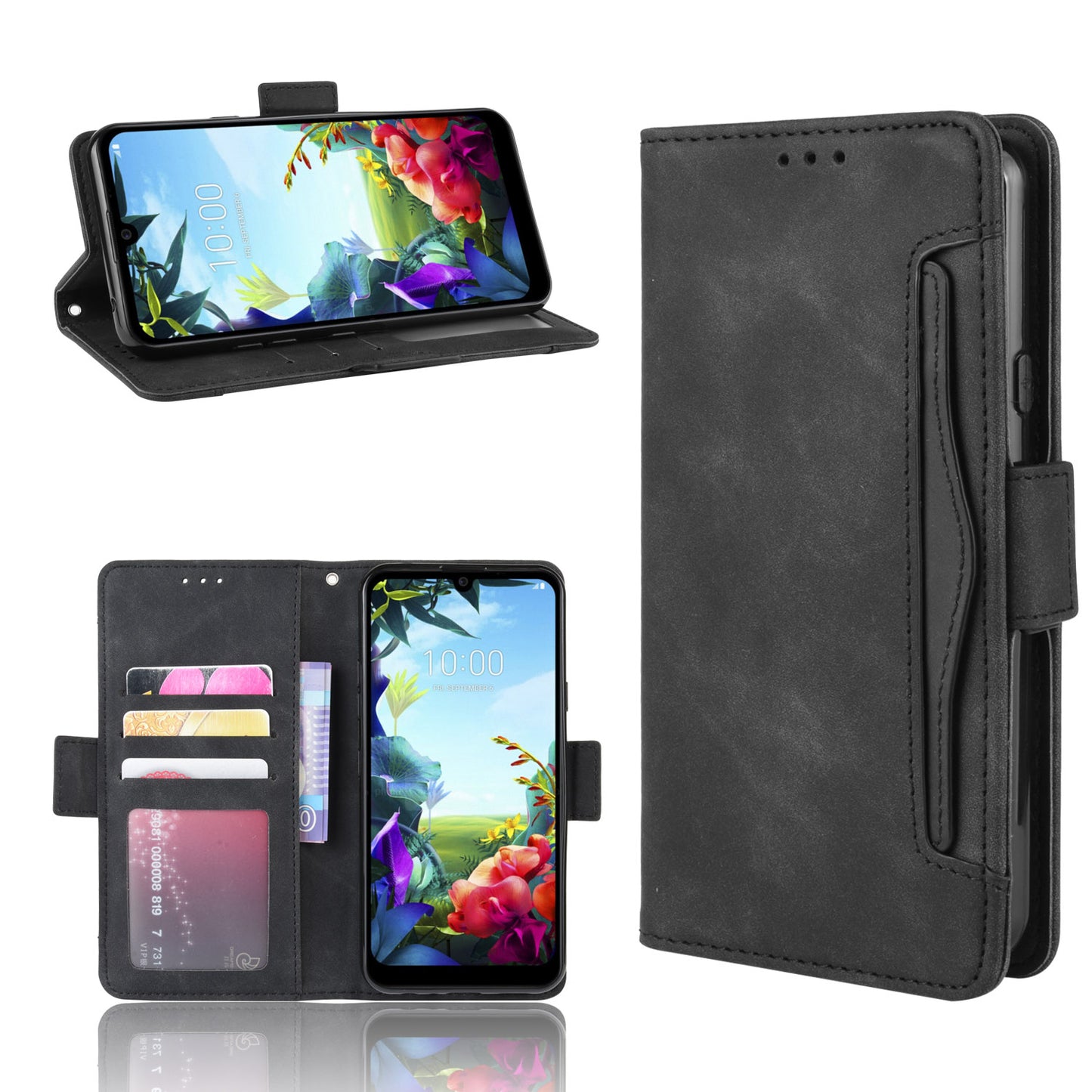 Wallet Stand Leather Protective Phone Case with Multiple Card Slots for LG K40S