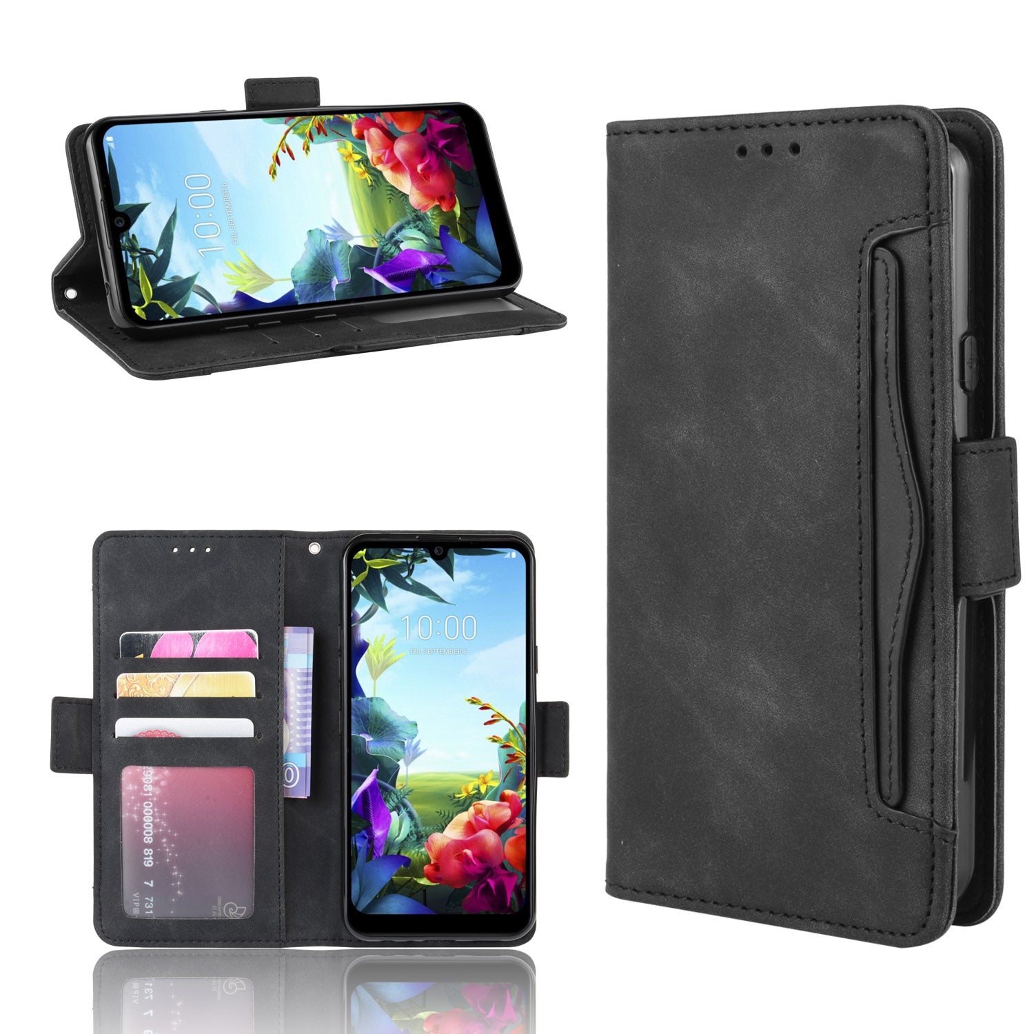 Wallet Stand Leather Protective Phone Case with Multiple Card Slots for LG K40S