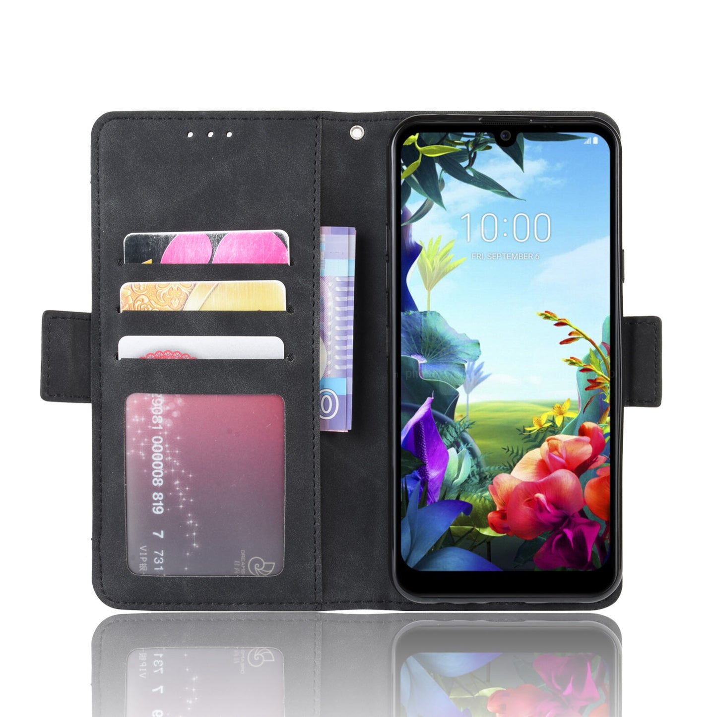 Wallet Stand Leather Protective Phone Case with Multiple Card Slots for LG K40S