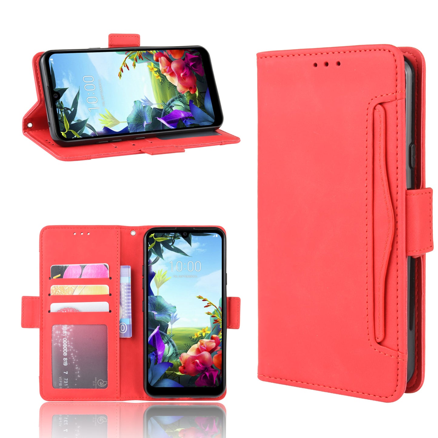 Wallet Stand Leather Protective Phone Case with Multiple Card Slots for LG K40S