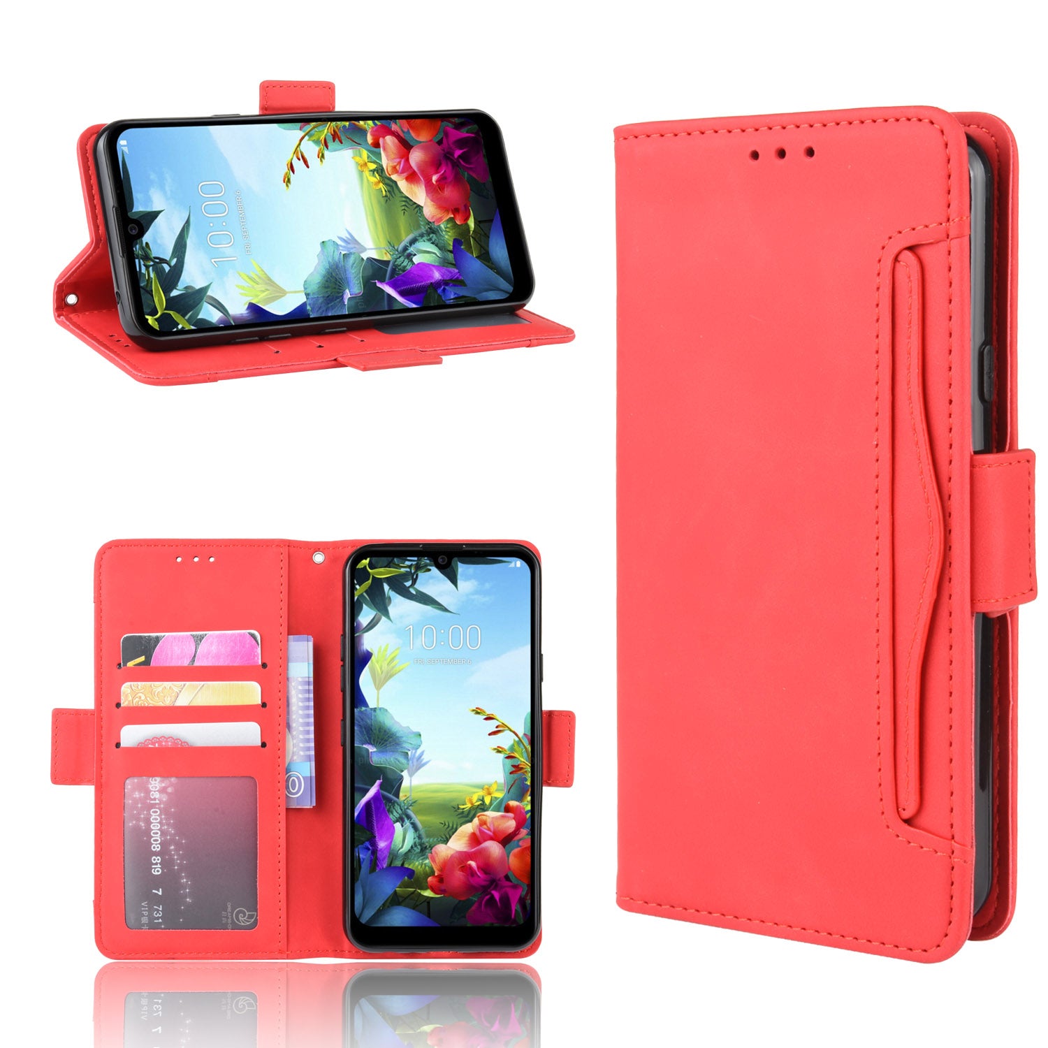 Wallet Stand Leather Protective Phone Case with Multiple Card Slots for LG K40S