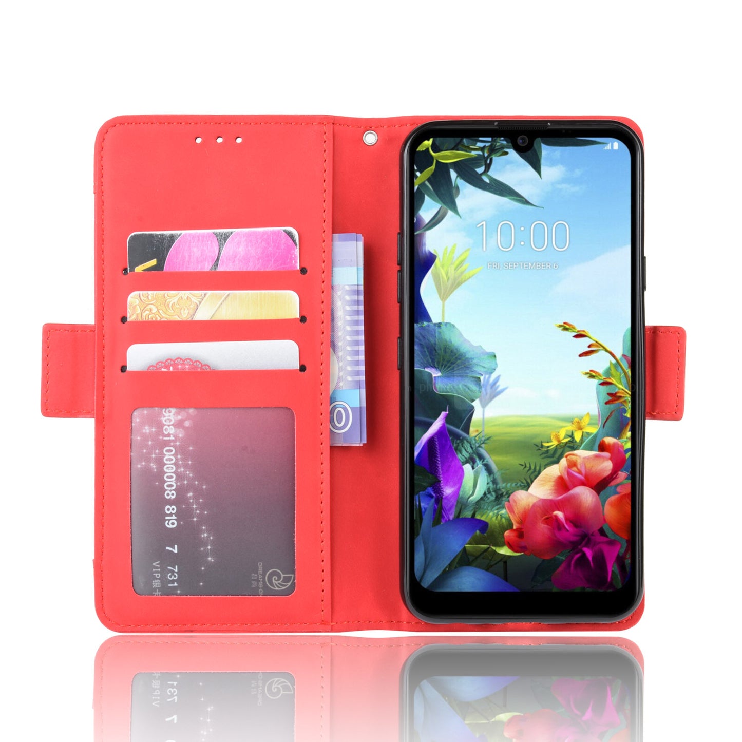 Wallet Stand Leather Protective Phone Case with Multiple Card Slots for LG K40S