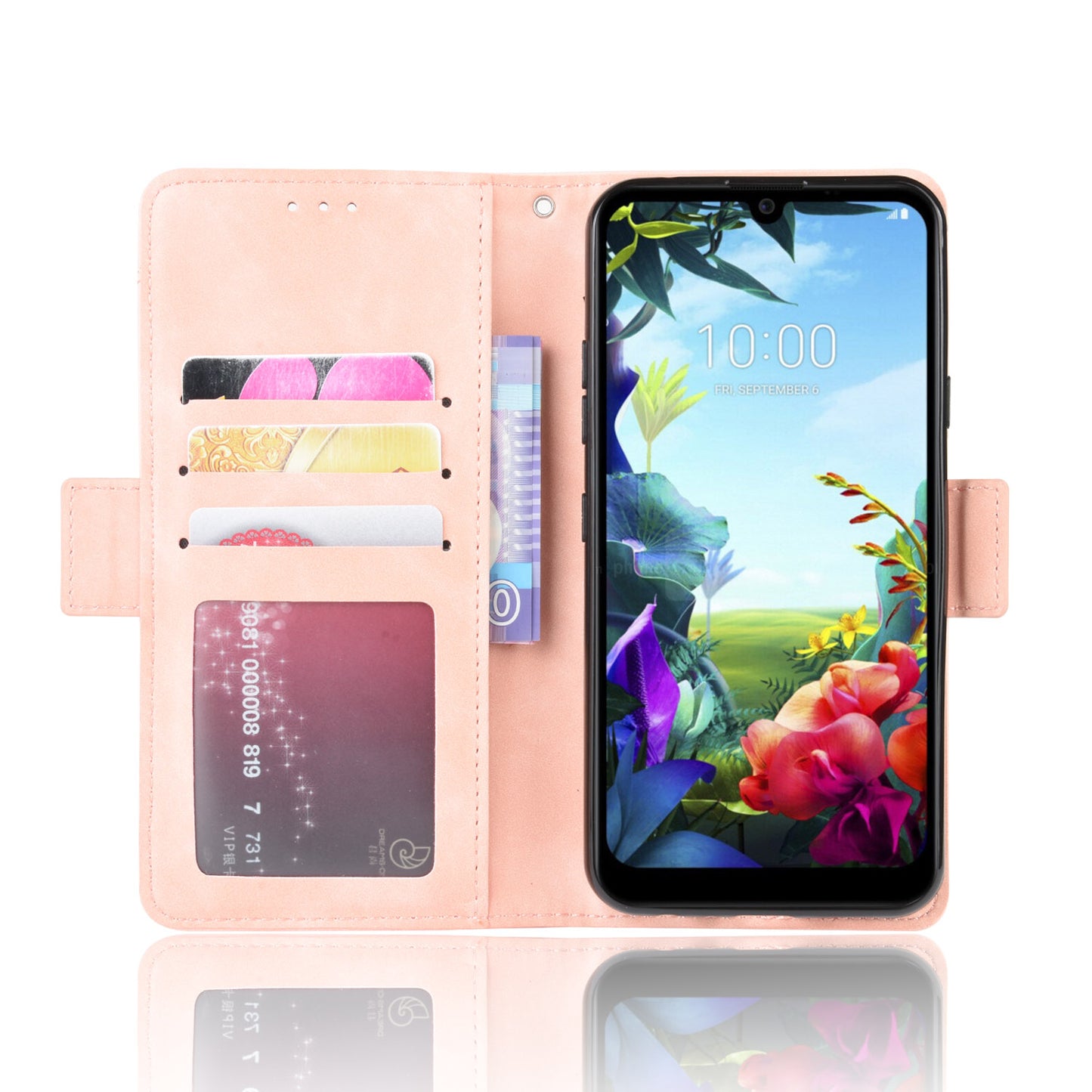 Wallet Stand Leather Protective Phone Case with Multiple Card Slots for LG K40S