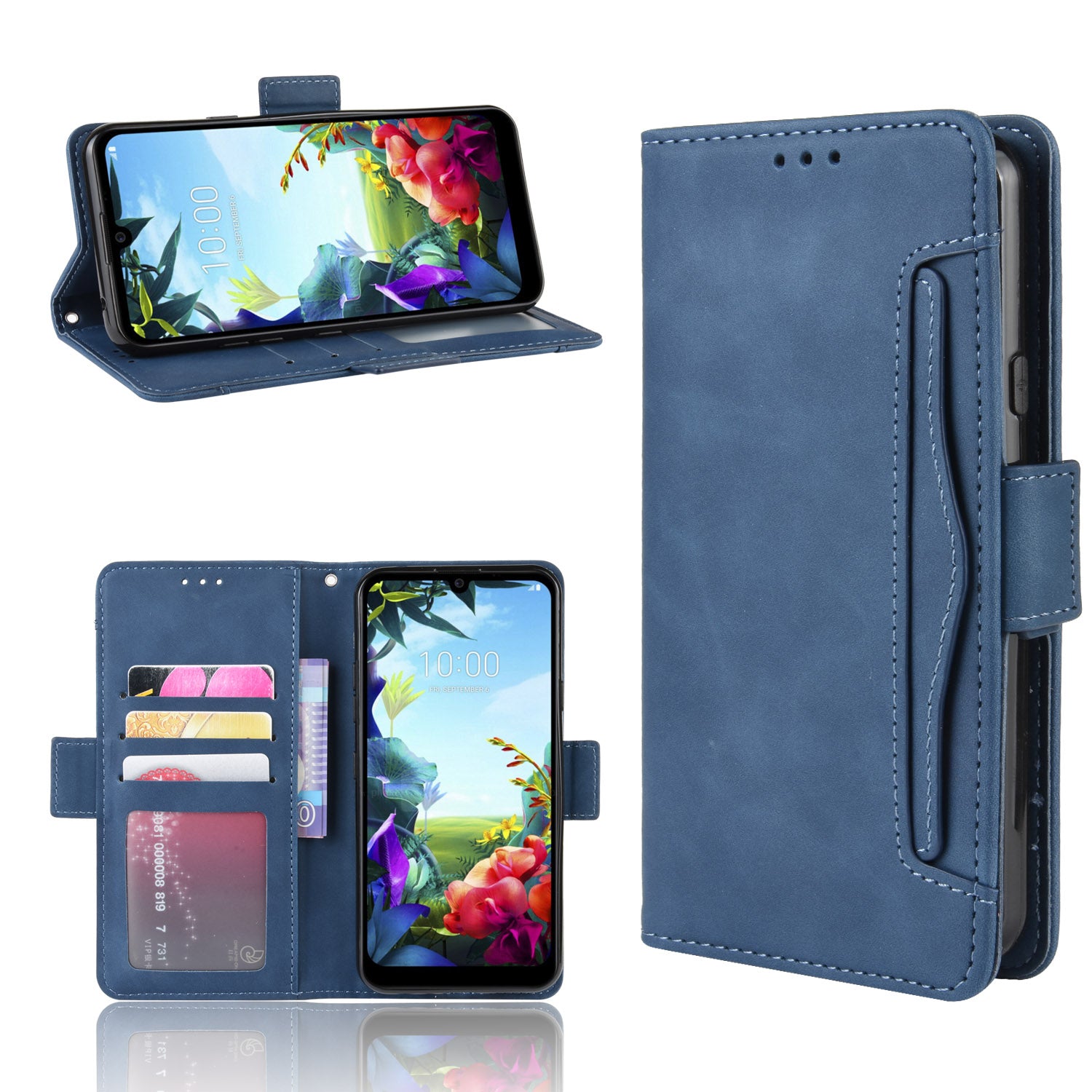 Wallet Stand Leather Protective Phone Case with Multiple Card Slots for LG K40S