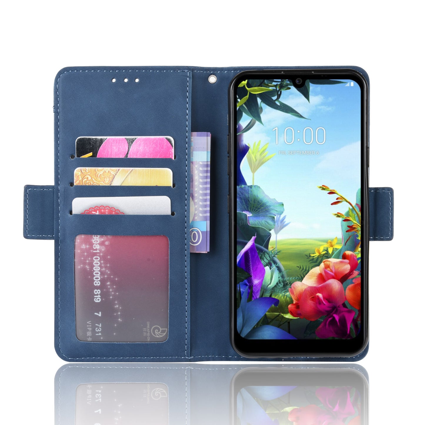 Wallet Stand Leather Protective Phone Case with Multiple Card Slots for LG K40S
