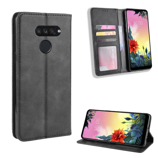 Retro Style PU Leather Stand Wallet Protective Cell Phone Case for LG K50S