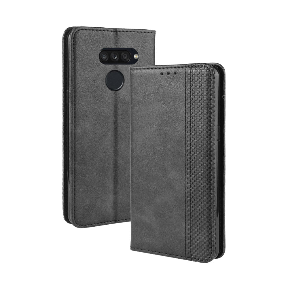 Retro Style PU Leather Stand Wallet Protective Cell Phone Case for LG K50S