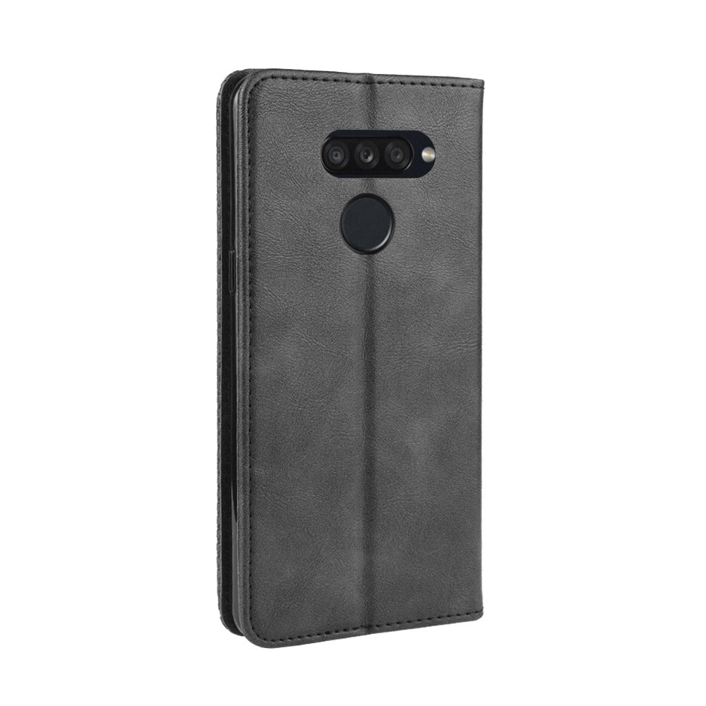 Retro Style PU Leather Stand Wallet Protective Cell Phone Case for LG K50S