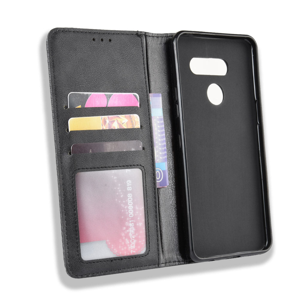 Retro Style PU Leather Stand Wallet Protective Cell Phone Case for LG K50S