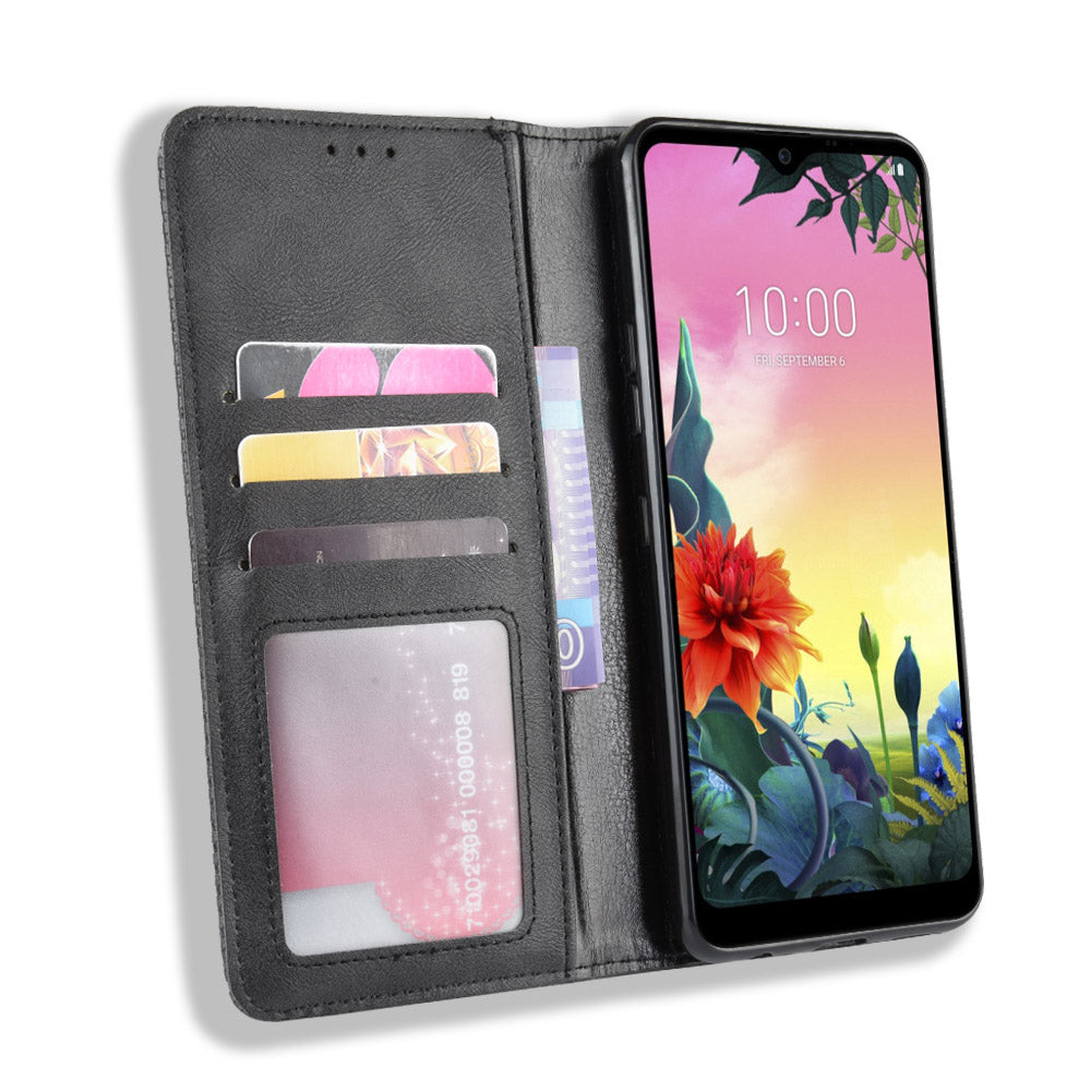 Retro Style PU Leather Stand Wallet Protective Cell Phone Case for LG K50S