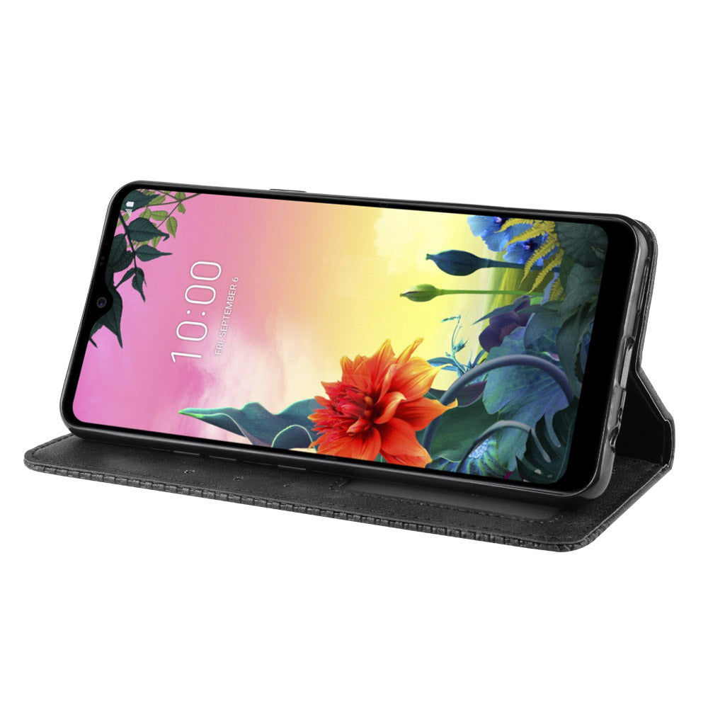 Retro Style PU Leather Stand Wallet Protective Cell Phone Case for LG K50S