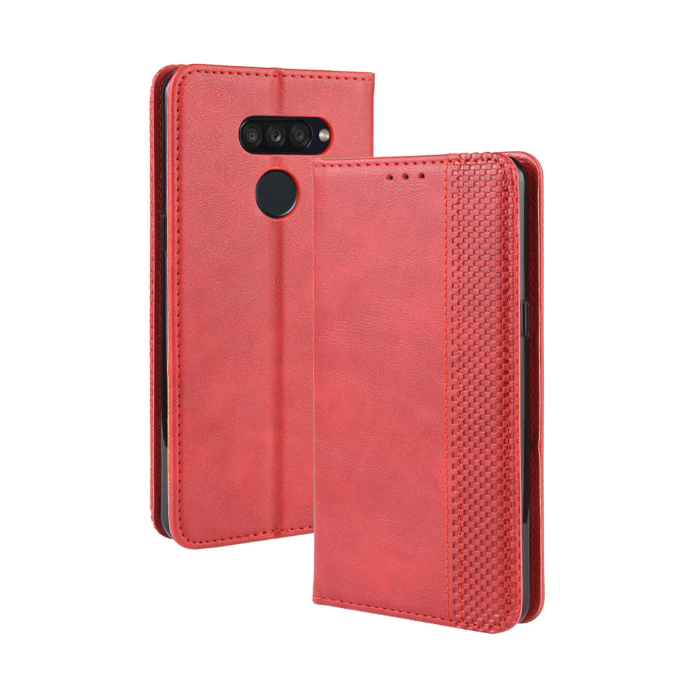 Retro Style PU Leather Stand Wallet Protective Cell Phone Case for LG K50S