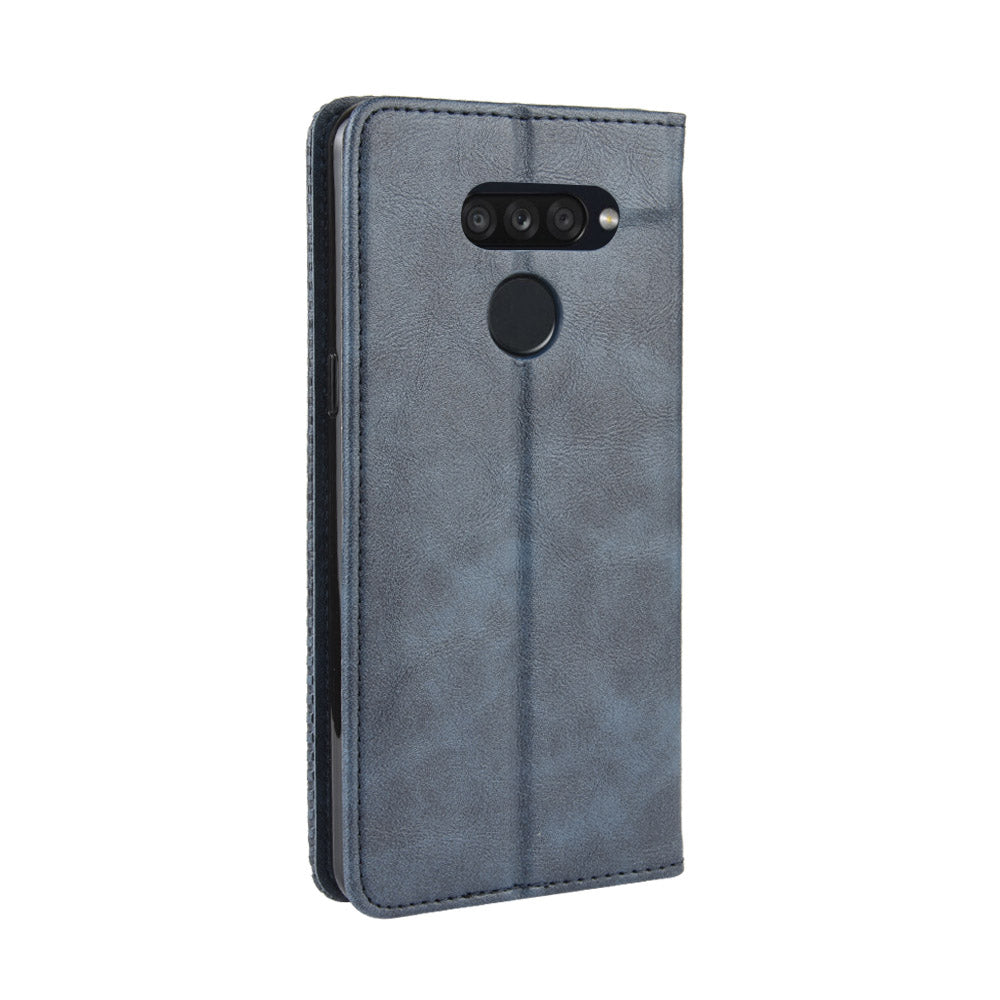 Retro Style PU Leather Stand Wallet Protective Cell Phone Case for LG K50S